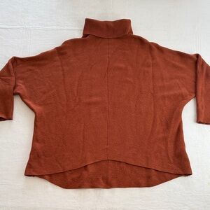 Women's Relaxed Russet Turtleneck Sweater Cozy Oversized Fit Size S